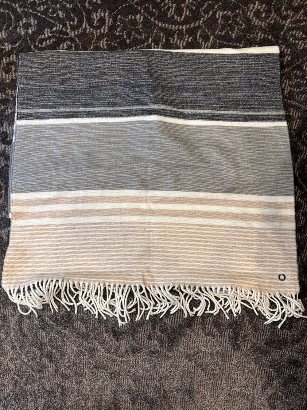 Striped Neutral Fringed scarf 🧣
